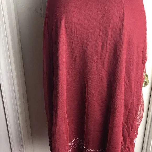 Zashi Sheer Overlay Lined Skirt -Ruby Floral Pattern Beaded Hem- Size M MEDIUM - Picture 10 of 13